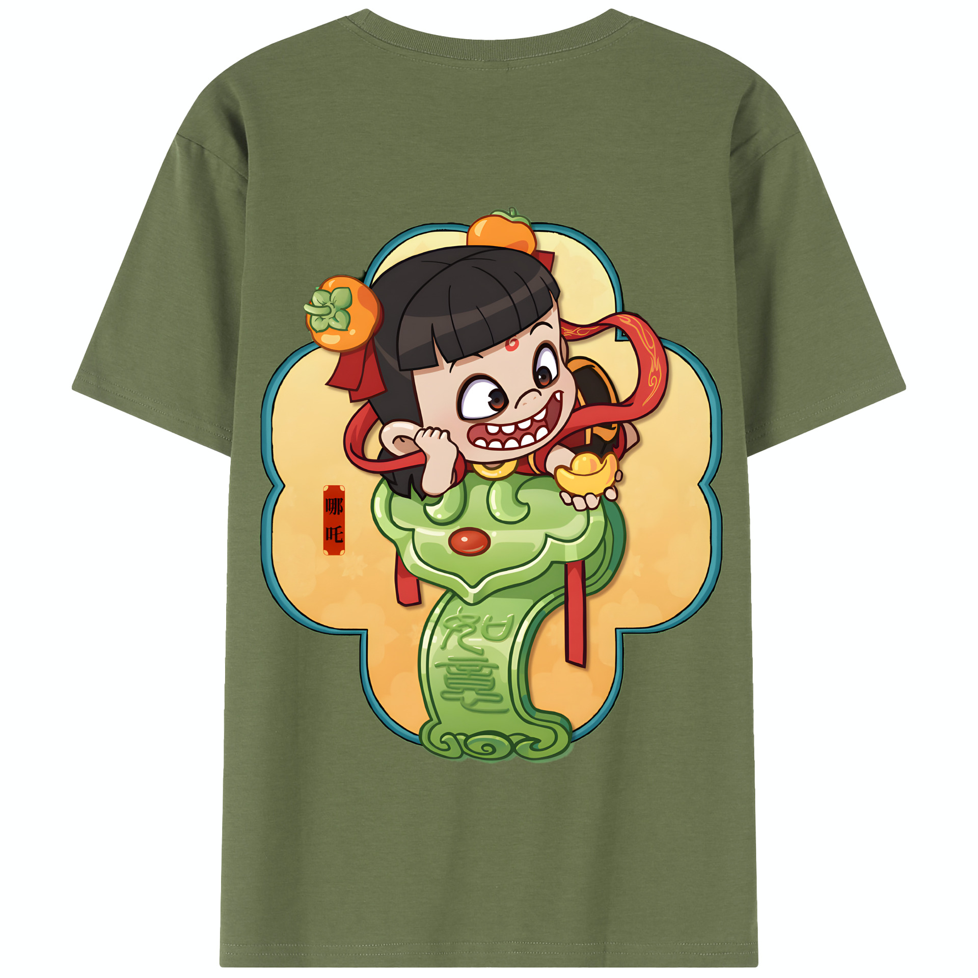 （画像用） Ne Zha 2 ナタ 魔童の大暴れ 綿100％半袖Tシャツ（背面プリント）